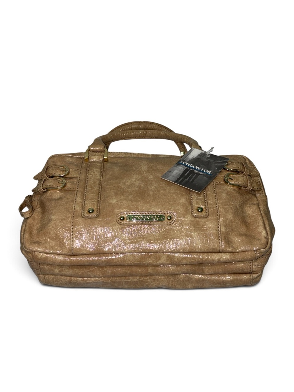 London Fog Croc-Embossed Beige Satchel Handbag NWT